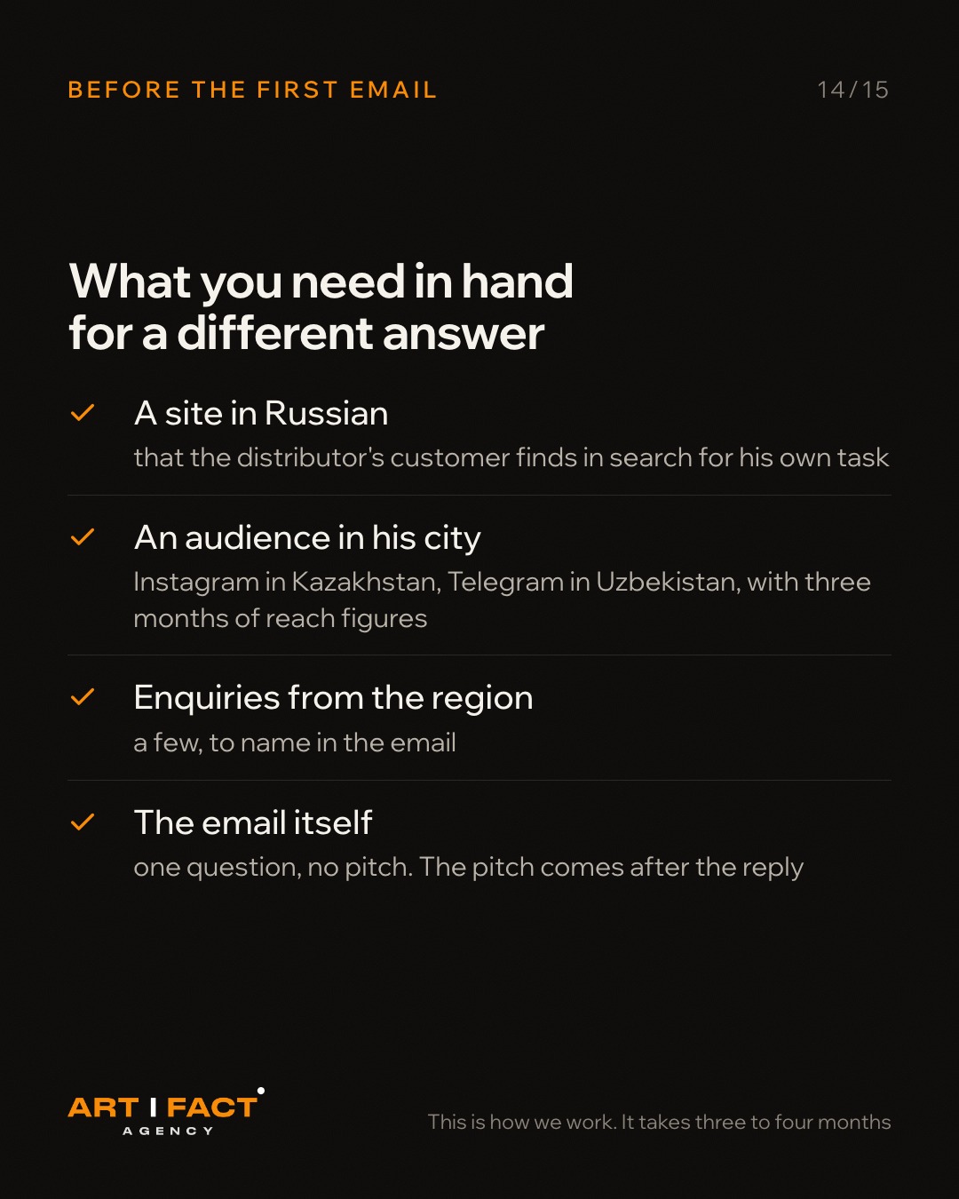 What you need in hand before the first email to a distributor