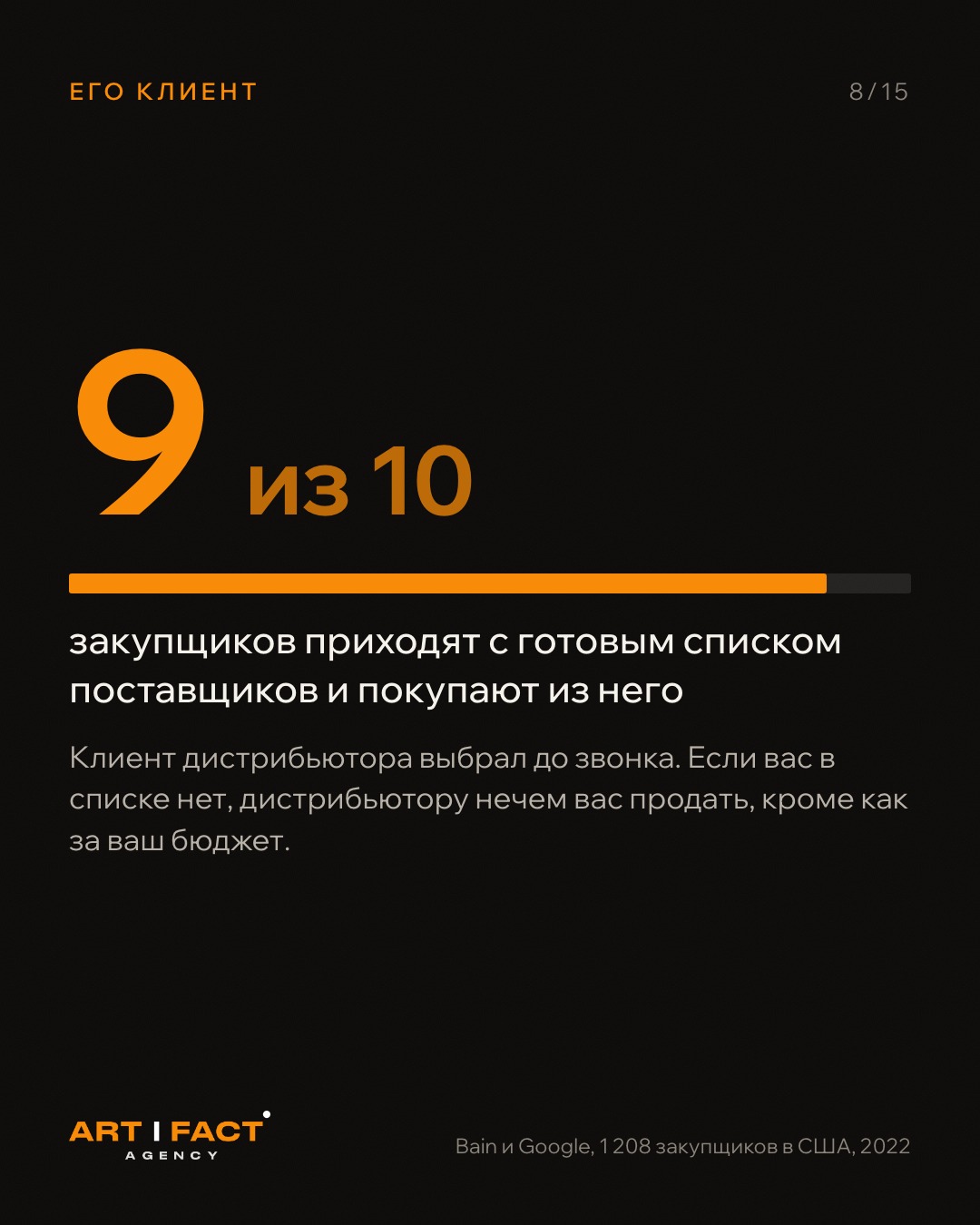 9 из 10 закупщиков приходят с готовым списком поставщиков и покупают из него